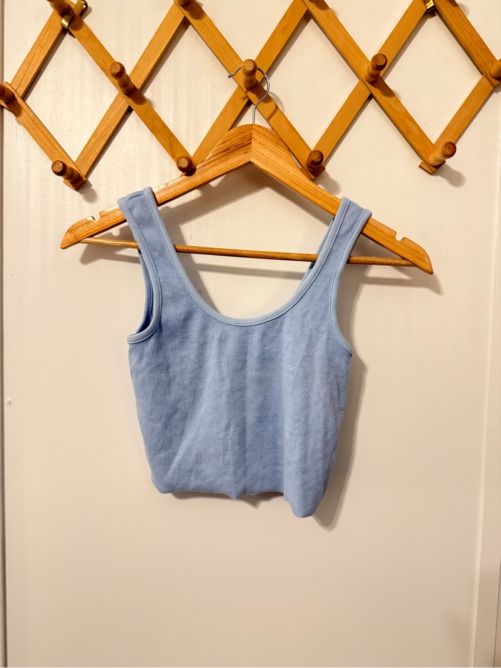 Cotton On Light Blue Ribbed Crop Tank